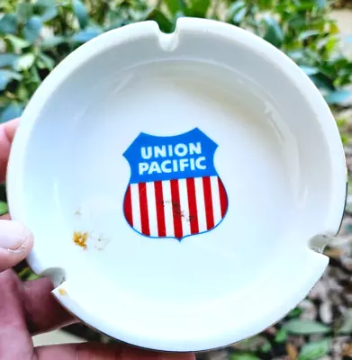 UNION PACIFIC RAILROAD Ashtray Train Collectible Chicago IL Ceramic 4  Dia Japan • $18.99