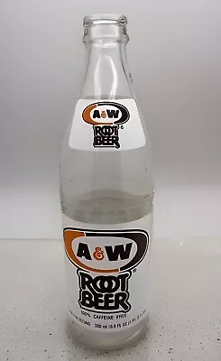 A & W ROOT BEER BOTTLE 16.9 Oz (Pint) White Label Clear Empty Returnable 80's • $9.99