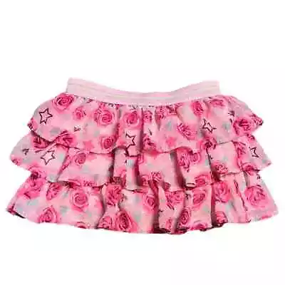 Garanimals Kids Girls Size 7 Tiered Ruffle Mini Skort Pink Rosette Star Print • $10