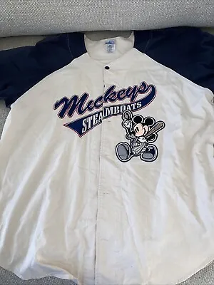 VINTAGE DISNEYLAND Steamboats Willie Mickey Mouse Baseball Jersey XXL • $65