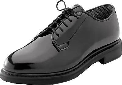 Black High Gloss Shiny Oxfords Uniform Shoes Formal Dress Military Duty Security • $51.99