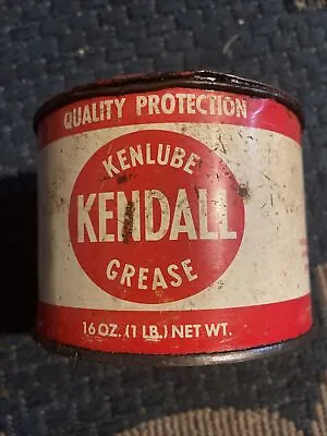 Vintage Kendall Kenlube Grease Can 16 Oz Made In USA 3/4 Full Gas Oil Mancave • $17.99