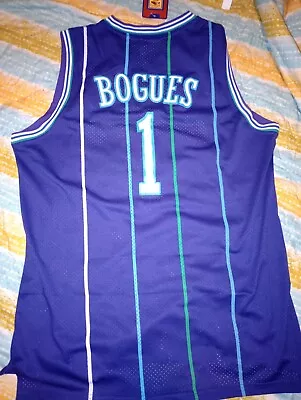 XL Muggsy Bogues Charlotte Hornets Purple NBA Jersey Brand New • $67.75