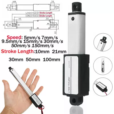 Mini Electric Linear Actuator Stroke 4  Force 1.5-42.3lbs 12V High-Speed 6''/s • $25.99
