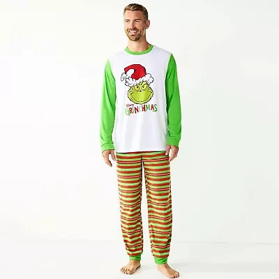 $50 Mens The Grinch Pajamas Set Shirt Pants Christmas Dr Seuss M L Large Family • $29.05