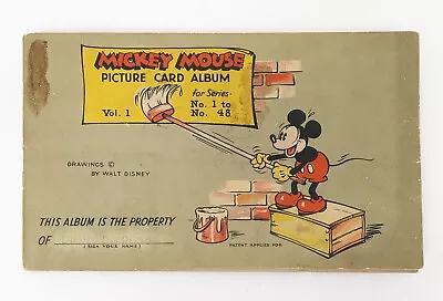 1935 Mickey Mouse Bubble Gum Picture Card Album Volume 1 With 35 Cards R89 #1-48 • $699.95