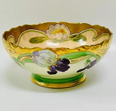 Antique T &V Limoges Handpainted Floral Heavy Gold Trim Bowl Artist Signed • $280