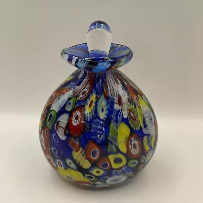 VTG Murano Art Glass Millefiori Perfume Bottle With Clear Glass Teardrop Stopper • $48