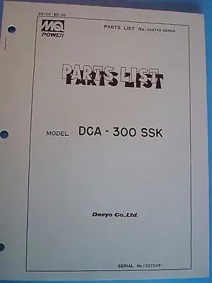 MQ Power Denyo Co. Generator  DCA-300SSK  Parts List  Manual S/n 1337508~  • $19.99