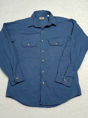 Vintage Five Brother Blue Cotton Flannel Chamois Long Sleeve MADE IN USA Men's M • $24.30