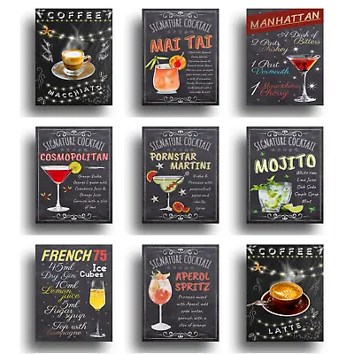 £4.89 • Buy Bar Signs Cocktail Drinks Home Retro Metal Wall Tiki Kitchen Poster Recipe Cards