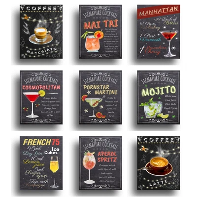 £5 • Buy Bar Signs Cocktail Drinks Home Retro Metal Wall Tiki Kitchen Poster Recipe Cards