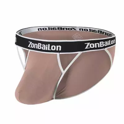  ZONBAILON Bamboo Fiber Sexy Panty Soft Breathable Men's Pocket Panty Low Waist  • $10.43