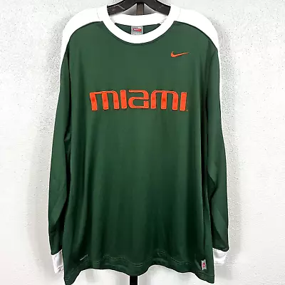 Nike Miami Hurricanes Long Sleeve Shirt Dri-Fit Warm-Up Men's XL Team Vintage • $39.95