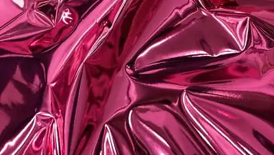 Fuchsia Chrome Mirror Glossy Vinyl Leatherettes Fabric For Shoes Bag Upholstery  • $28.99