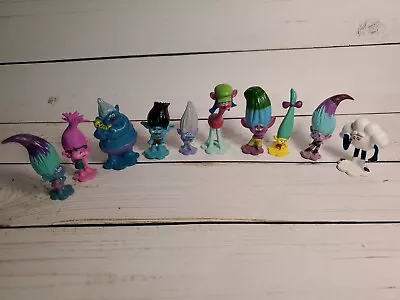 Trolls Mini Figures Hard Plastic Dreamworks DWA Lot Of 10 PVC Cake Toppers  • $9.99