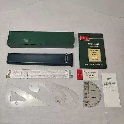 Keuffel Esser K&E 4081 Log Duplex Decitrig Slide Rule Box Case & Manual • $44.54