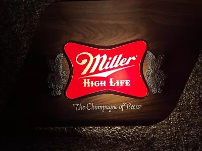 VINTAGE MILLER HIGH LIFE LIGHTED BEER SIGN Miller High Life Champagne Of Beers • $29.99