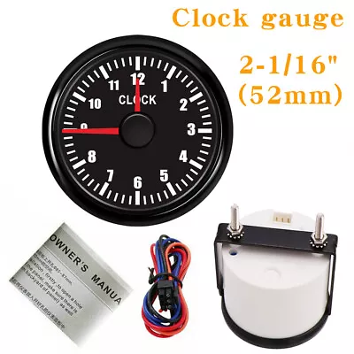 52MM 2-1/16  Clock Gauge 12Hours Red LED Waterproof For Car Marine Boat US STOCK • $43.65