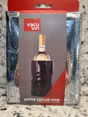 $19.99 • Buy SET Of 2 VACU VIN Active Wine Coolers SILVER Bottle Chiller Sleeve Quick Cooling