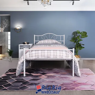 Twin Size Metal Platform Bed Frame Heavy Duty Mattress Foundation Vintage Board • $62.99