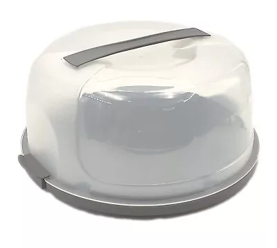 Grey Clear Colour Large Round Cake Storage Carrier Box Container Lockable Cover • £8.95