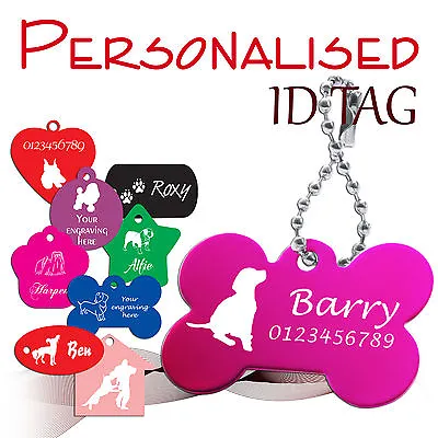 Personalised Engraved ID TAG * Pet * Dog * Cat * Identity Tags * 10 Colours • £3.22