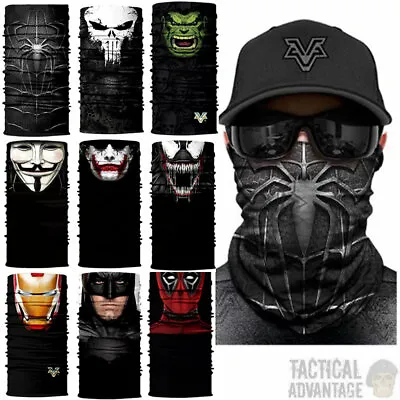 Super Hero Villain Face Mask Cover Multi Function Tube Scarf Snood Superhero Hat • £6.95