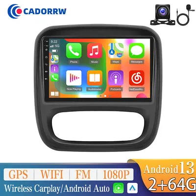 9  Android 13 Car Stereo Radio Carplay GPS 2+64G For Vauxhall Vivaro B 2014-2019 • £132.99
