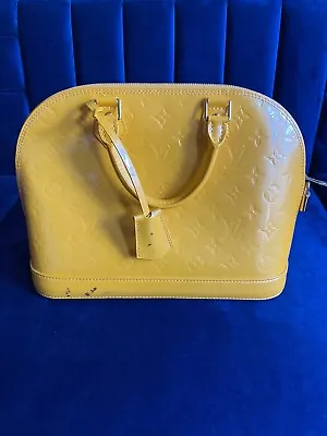 Louis Vuitton Yellow Vernis Monogram Alma BB Bag • $495