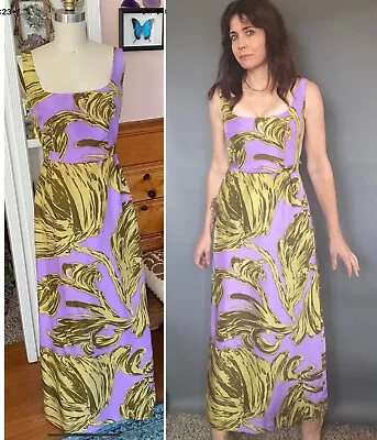 MILLY Of New York Silk Jillian Foglia Maxi Dress Sz 4 2 Tank Lavender Gold  • $105