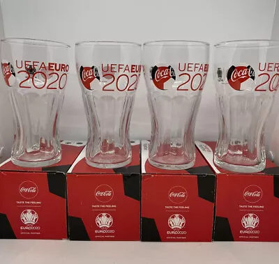 4 X Euro 2020 COCA COLA  Football Glasses Memorabilia Collector Set • £8.89