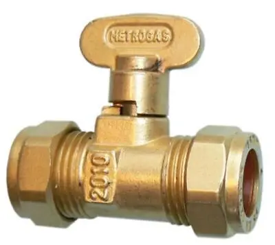 ISOLATION VALVE GAS COCK STOP TAP COMPRESSION FITTING SIZES: 8mm • £5.24