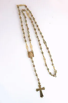 $995 • Buy Vintage 10K Gold Tri Color Gold Rosary Cross Virgin Mary 13.5 Grams