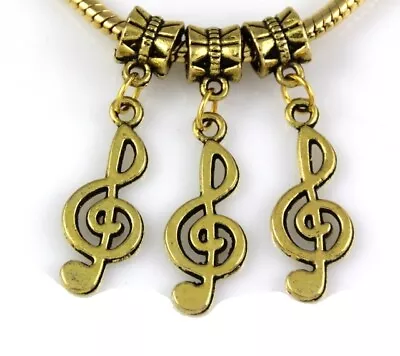 30pcs Antique Gold Plated Musical Note Dangle Charms For European Bracelet J108 • $4.83