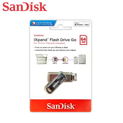 SanDisk IXpand GO 64GB OTG Flash Drive USB 3.0 For IPhone / IPad SWIVEL Design • £31.24