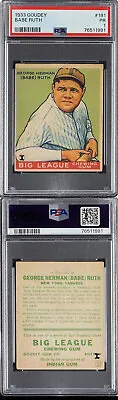 1933 Goudey #181 Babe Ruth PSA 1 • $8250