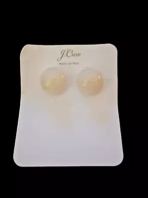 J.Crew Made In Italy Off White Marbled Acetate C Shaped Dome Stud Earrings NWT • $22.50