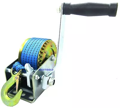 600lbs Hand Winch Hand Crank Strap Gear Winch ATV Boat Trailer Heavy Duty NEW • $29.90