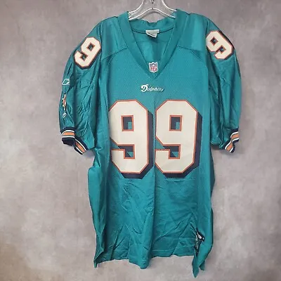 VTG Reebok Authentic NFL Miami Dolphins Jason Taylor 99 Jersey 56 3XL Helmet Tag • $199.99