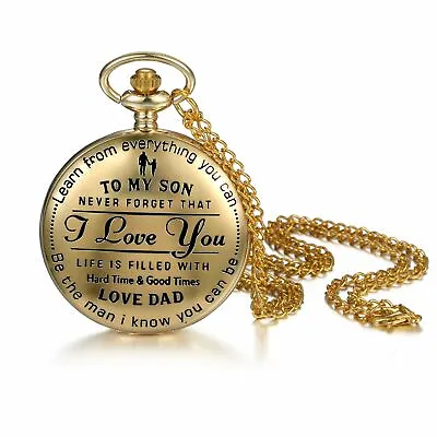  To My Son I Love You  Men's Stainless Steel Pocket Watch Classic Quartz Analoy • $9.99