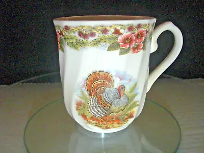 Queen's Myott Factory Thanksgiving Turkey - Floral Border Cup/Mug - MAKE OFFER! • $13.95