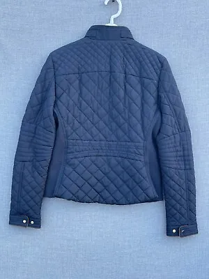 Zara Woman's Jacket Large Blue Equestrian Quilted Button Pockets Riding • $34.88