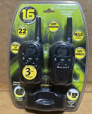 Midland LXT330VP3 22-Channel GMRS With 16-Mile Range 2 Pack Walkie Talkies NEW • $39.95
