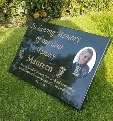 Engraved Personalised Black Granite  Memorial Grave Plaque Stone Cemetery Marker • £155