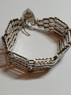 £50 • Buy Heavy Vintage Sterling Silver 925 Five Bar Gate Chain Bracelet, Approx 31g, 17cm