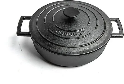 £24.99 • Buy Nuovva Cast Iron Pot With Lid NonStick Shallow Pan With Ergonomic Handles 4L 