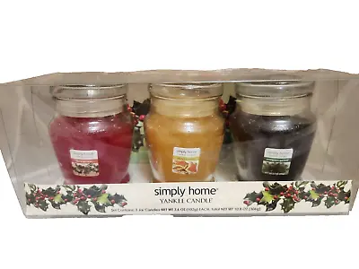 2007 Set/3 Yankee Candle Holiday Simply Home 3.4 Oz. Jars New In Package Unused • £29.19