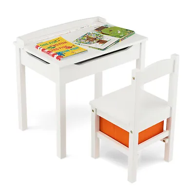Kids Table And Chair Set Flip Top Toddler Study Desk Wooden Activity Table Set • £69.95
