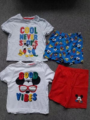 £6.99 • Buy 2 Pairs Of Toddler Boys Disney Mickey Mouse, Shorts/t Shirt Sets  18-24 Months